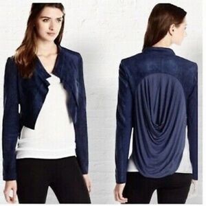 BCBG MaxAzria NORTON high low Drafted Blazer Size  S Carbon Blue long sleeve